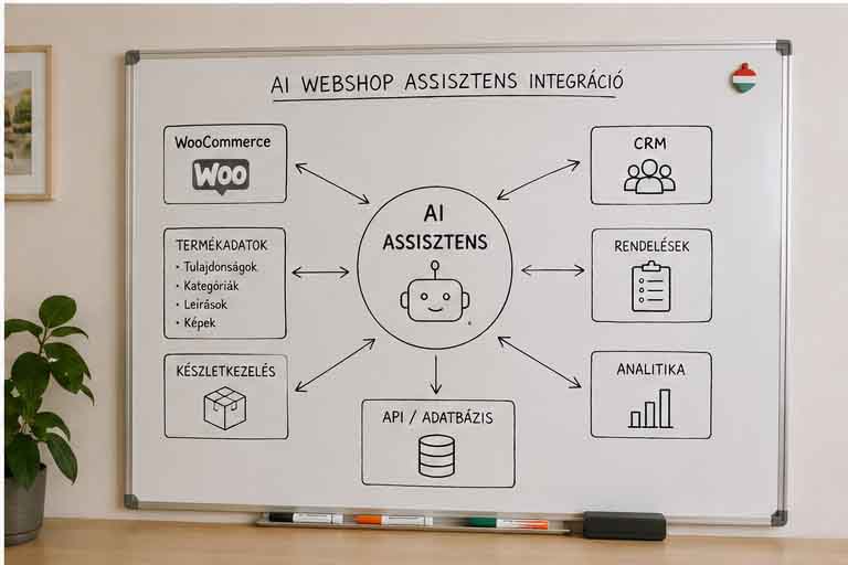 AI webáruház integráció WooCommerce termékadatok CRM és készletkezelés között
